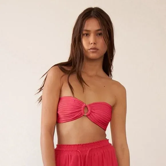 Revel Rey Hayes Women's Pink ring Up me bikini top Size Small - Picture 2 of 16